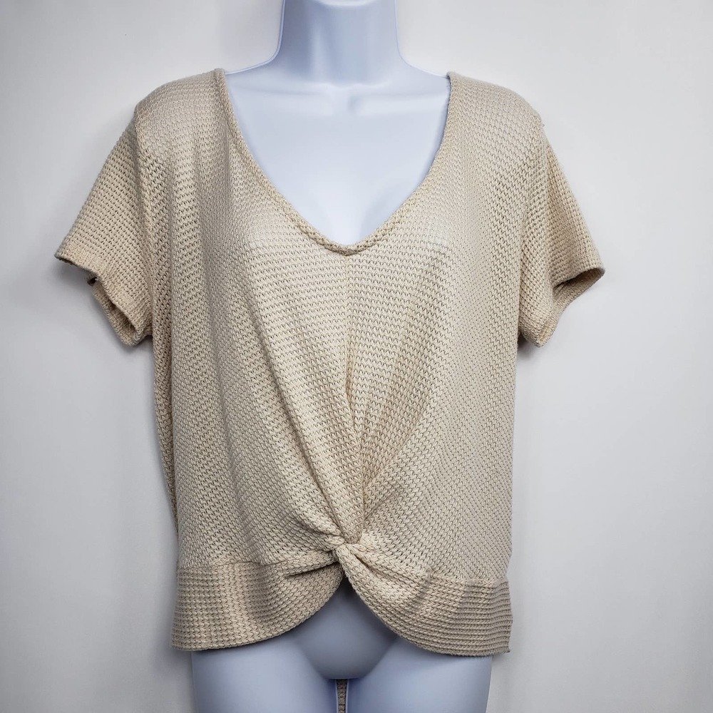 Francescas Alya L Twist Front Tie Back Knit Top